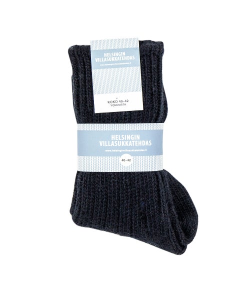 Finnish Wool Socks, Midnight Black